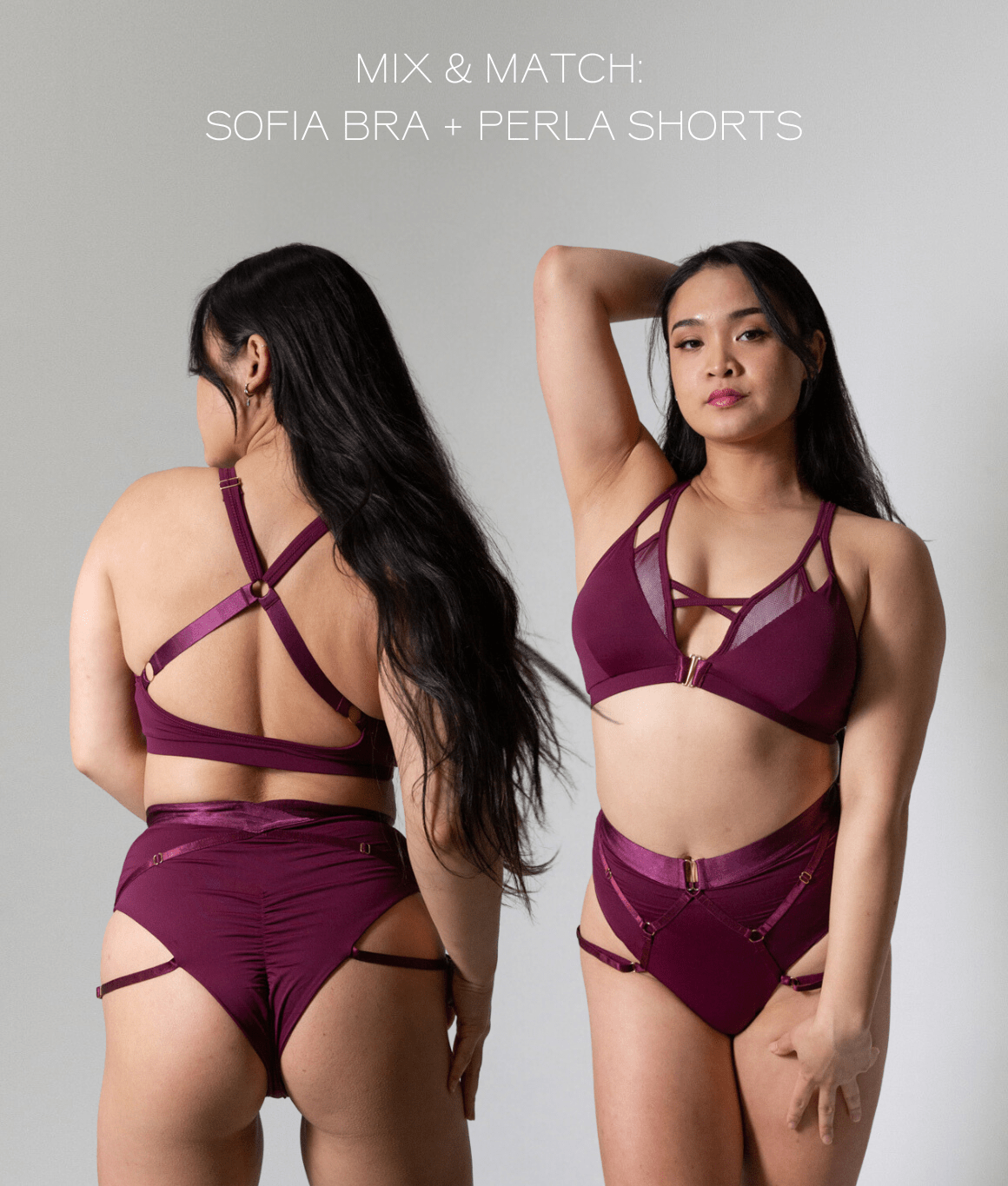 Tatiana Active – Mix & Match – Sofia Bra Wine with Perla Shorts Wine