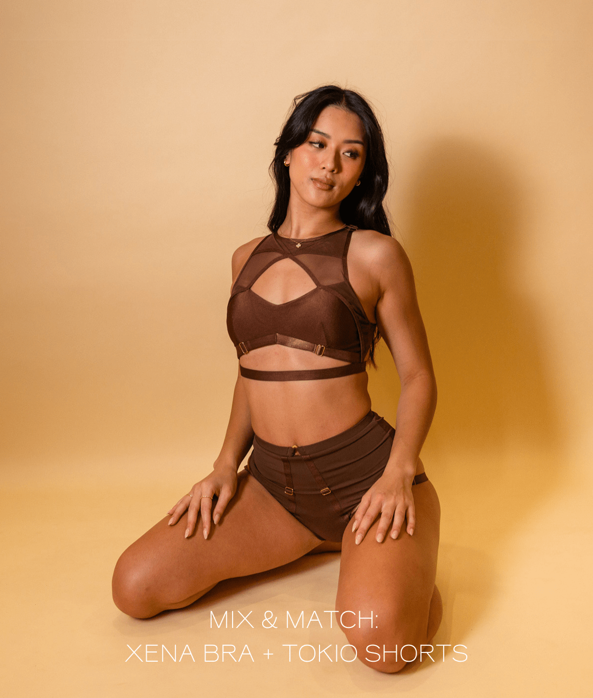 Tatiana Active – Mix & Match – Xena Bra Brown with Tokio Shorts Brown