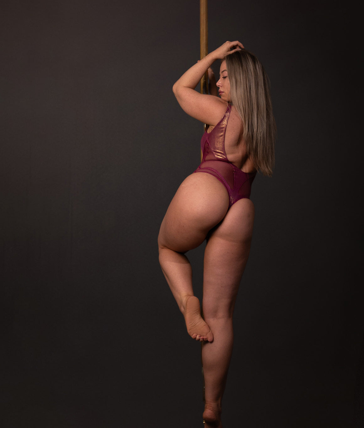 Hera Bodysuit - Deep Magenta Gold Shimmer
