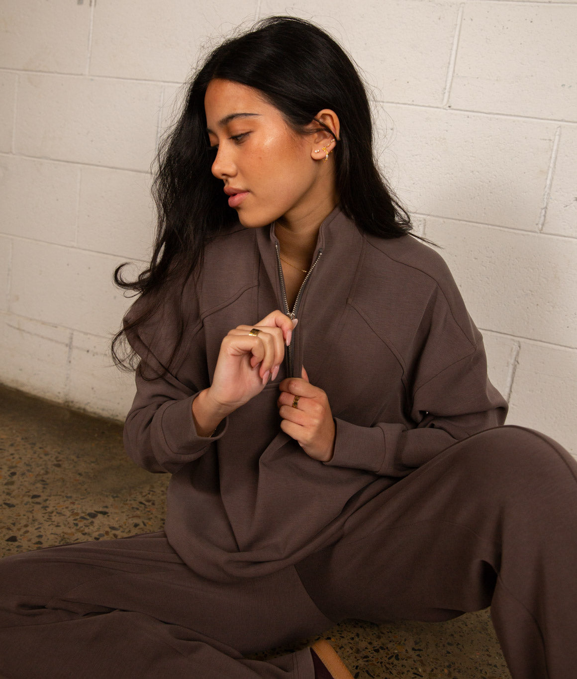 Cairo 1/4 Zip Sweater - Chocolate Brown
