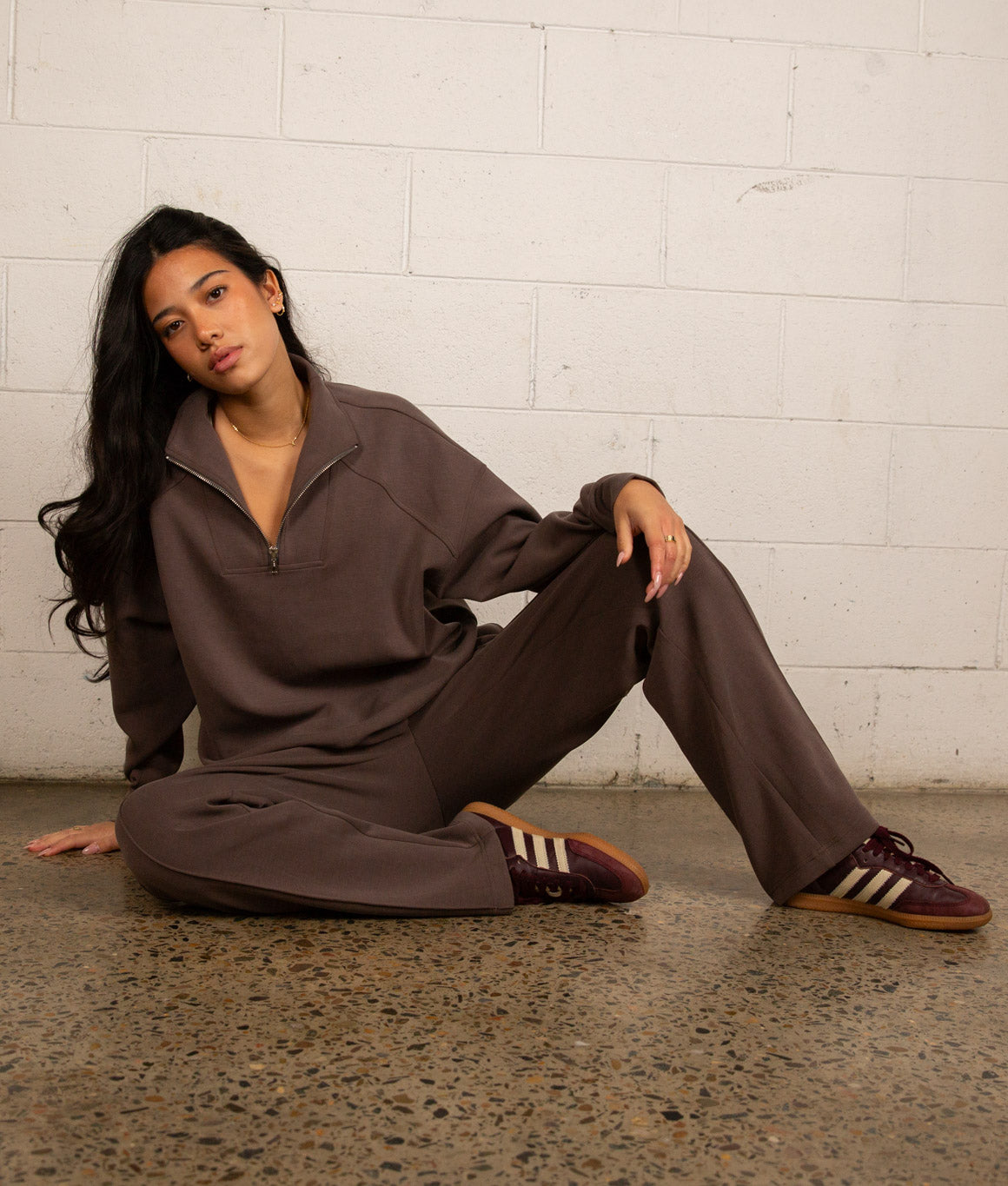 Cairo 1/4 Zip Sweater - Chocolate Brown