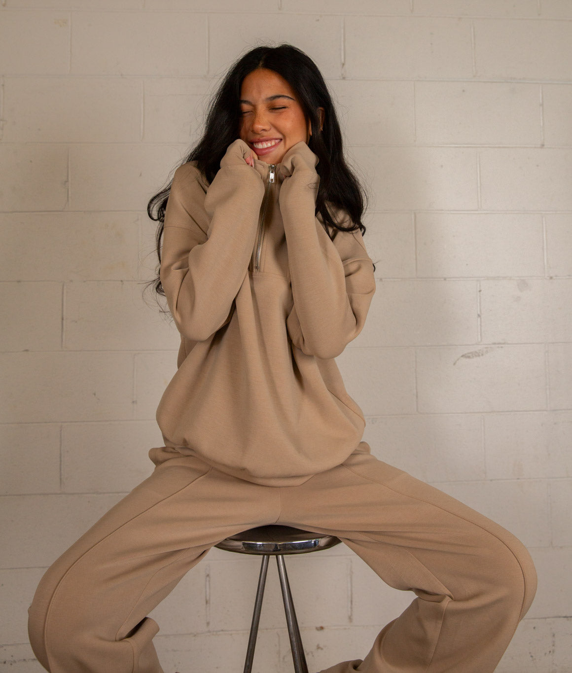 Cairo 1/4 Zip Sweater - Creamy Latte