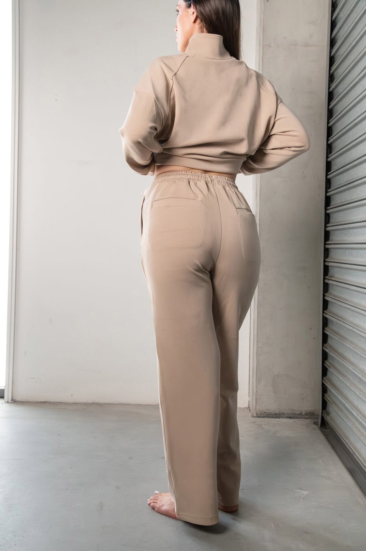 Tatiana Active Cairo Creamy Latte Quarter Zip Sweater Wide Leg Trousers Lounge Wear Set 7