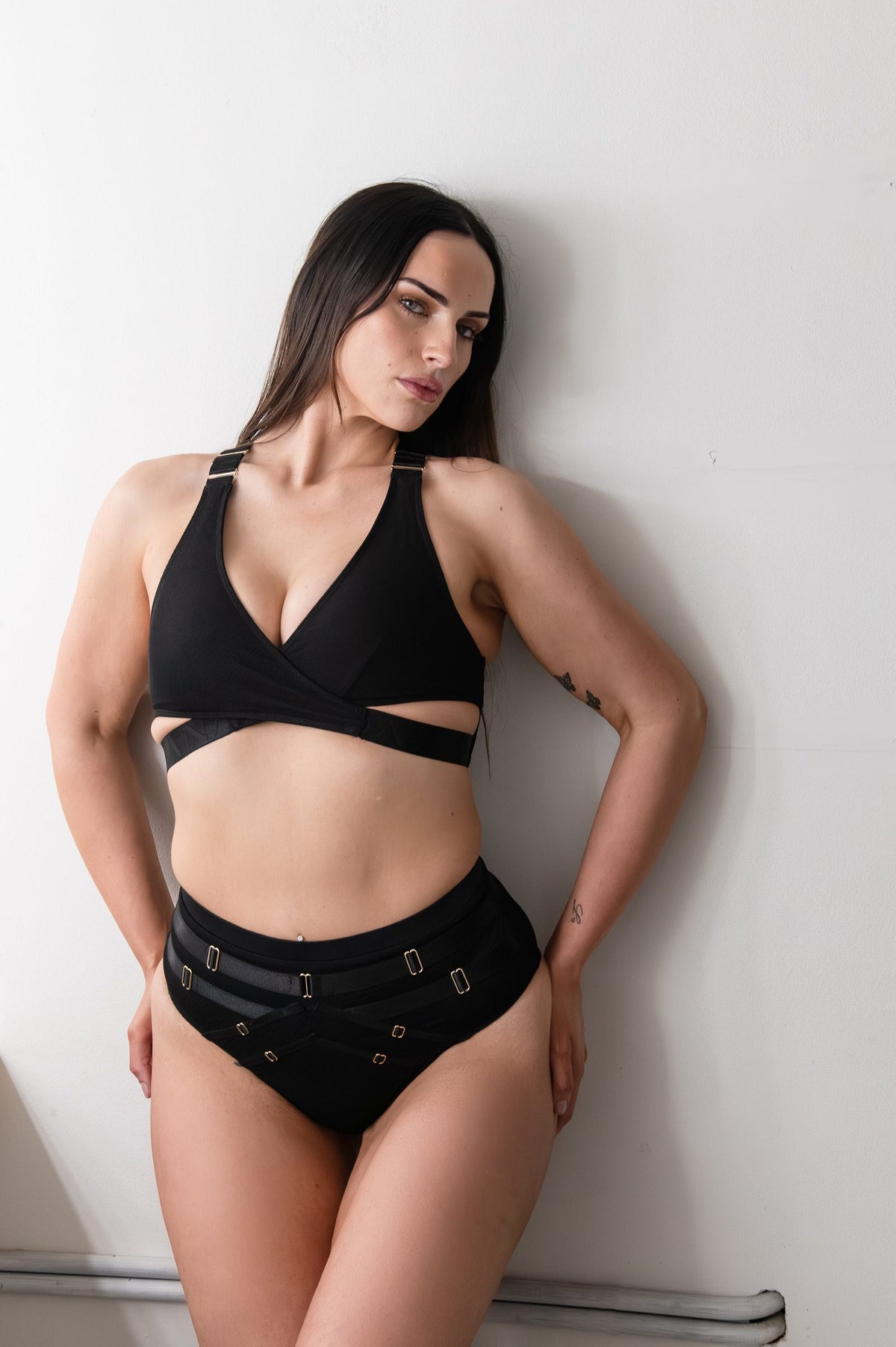 Tatiana Active Yuki Black Mesh Bra High Cut Bottoms Luxe Bondage Set Pole Wear Pole Fitness Dance Set Clothing 5