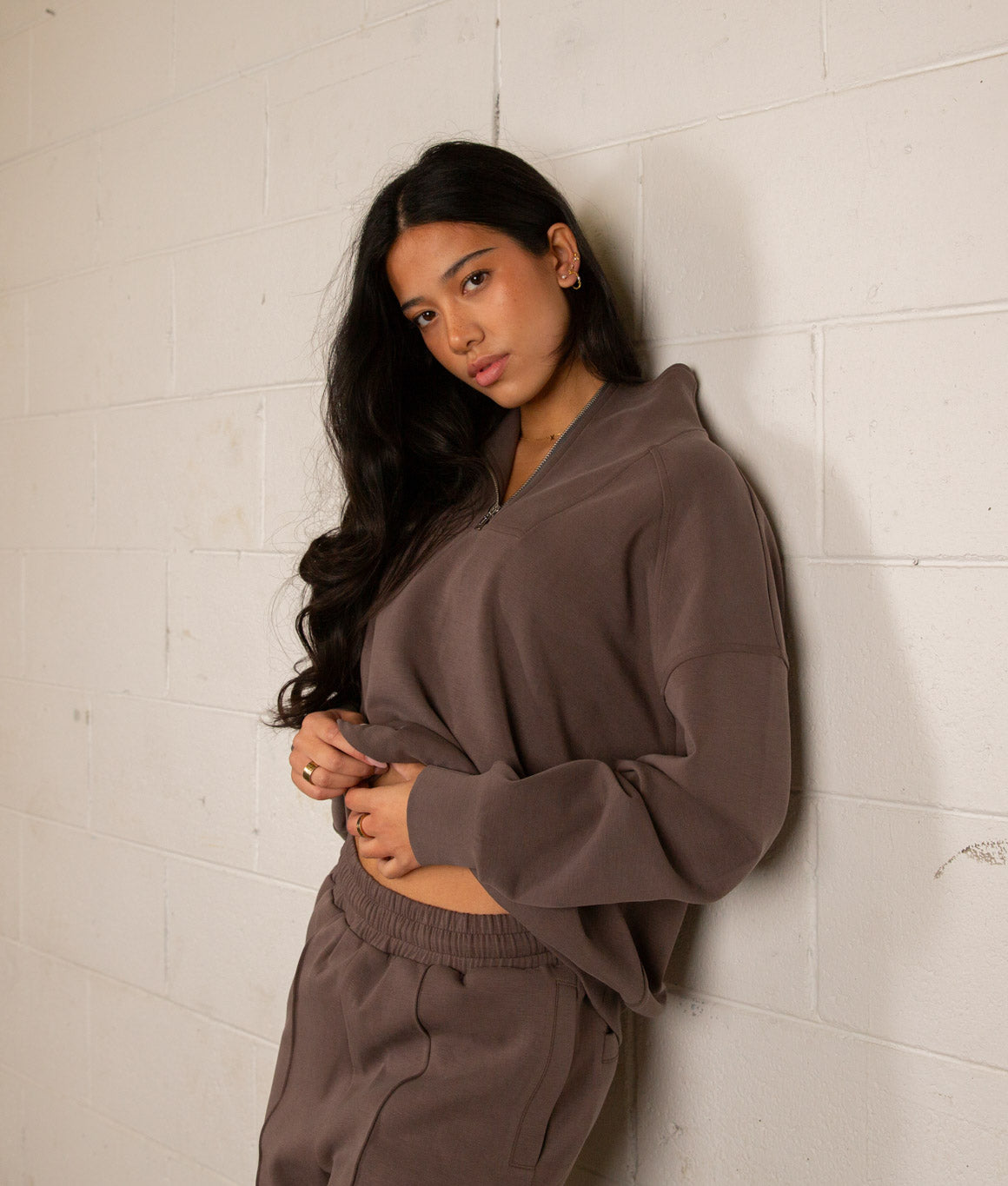 Cairo 1/4 Zip Sweater - Chocolate Brown