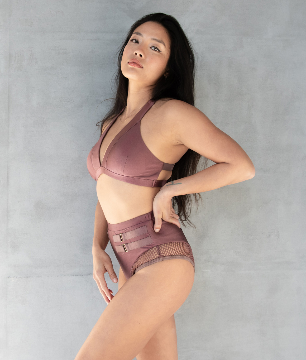 Tatiana Active - Isla Mauve Pink Purple Mesh Pole Wear Set-12355